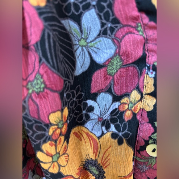 Fig & Flower Anthropologie Floral Midi Dress Black Sheer 3/4 Sleeve Women’s Med‎ - Picture 5 of 7